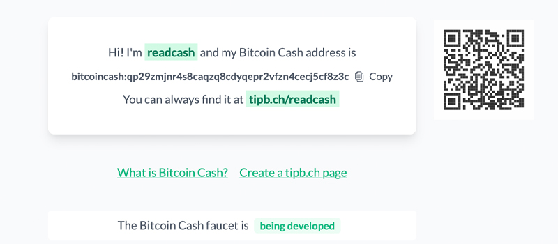 Tipb.ch App Allows You to Share a Short URL Rather Than a BCH Address on Social Media