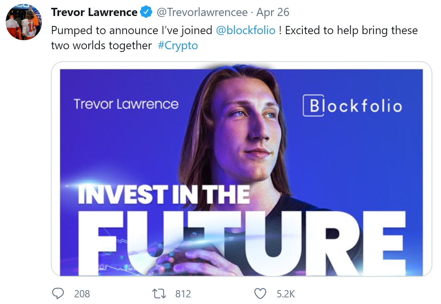 No. 1 NFL Draft Pick Trevor Lawrence Puts His Signing Bonus in Cryptocurrencies, Estimated Worth $24 Million