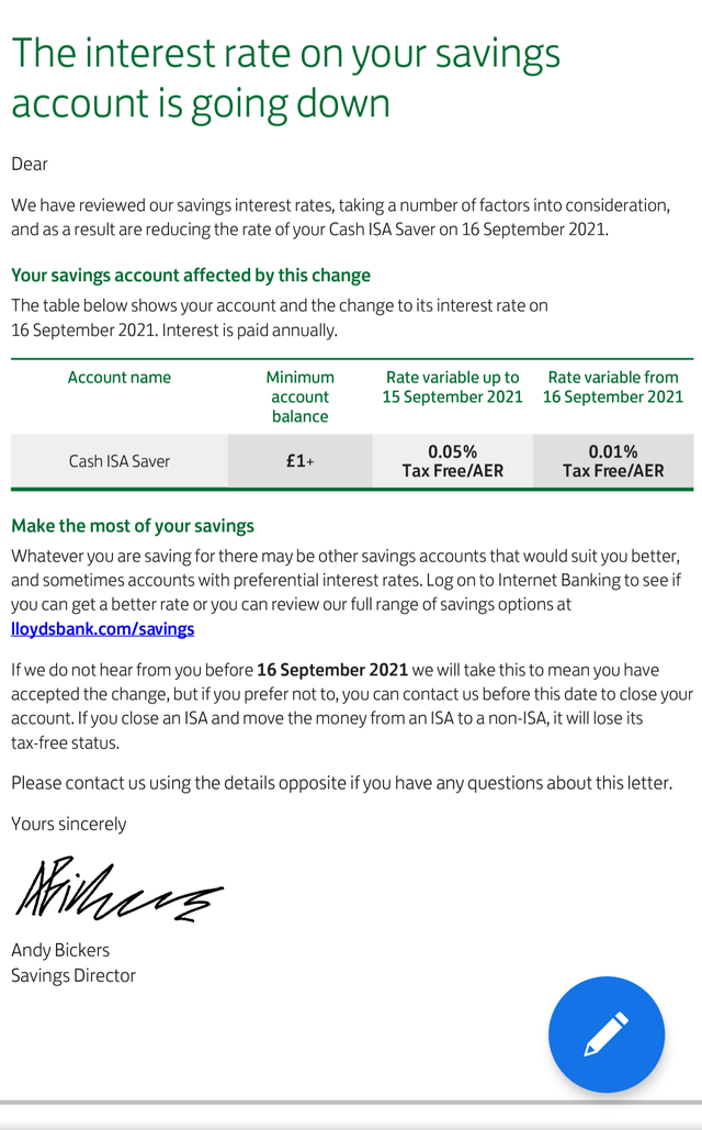 This is why I poured most of my savings into ETH. Lloyd's Bank reducing my savings again...