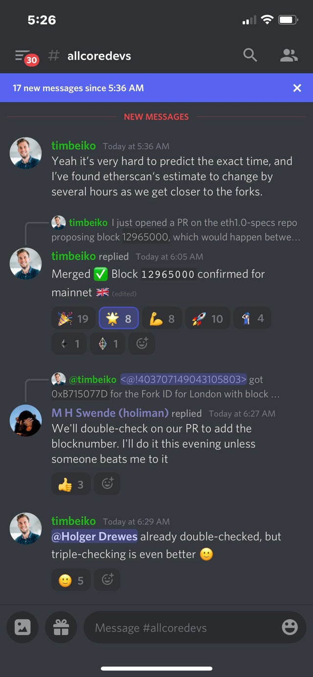 It’s official. EIP1559 goes live August 4, 2021 (11-17 UTC). Double & triple checked. Press announcement will be on blog.ethereum.org - Thank you for all of your hard work! The community appreciates everything Ether developers do. This is why I love this project! Next stop, The Merge! 🚂