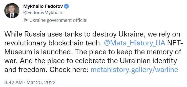 Ukraine's Government Launches 'Museum of War' NFT Collection