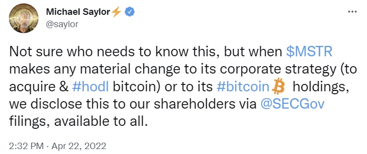 Microstrategy CEO Dispels Rumor of Quietly Selling Bitcoin