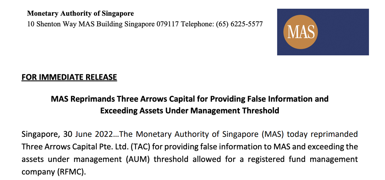 Troubled Crypto Hedge Fund 3AC Reprimanded by Singapore's Monetary Authority, Liquidators Eye Su Zhu's Properties Troubled Crypto Hedge Fund 3AC Reprimanded by Singapore's Monetary Authority, Liquidators Eye Su Zhu's Properties