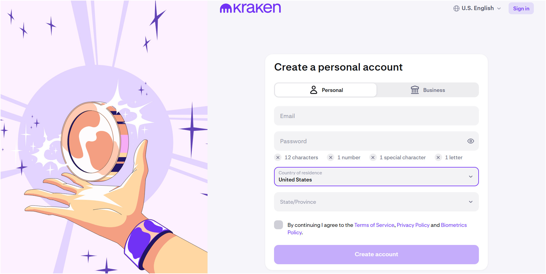 kraken-sign-up-page