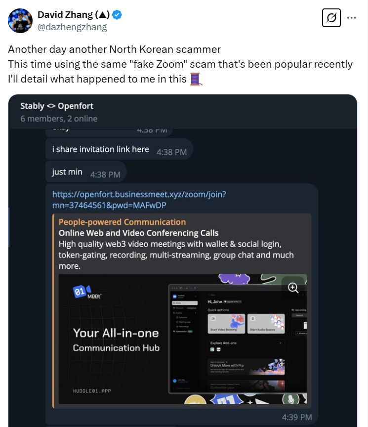 Crypto founders report deluge of North Korean fake Zoom hacking attempts