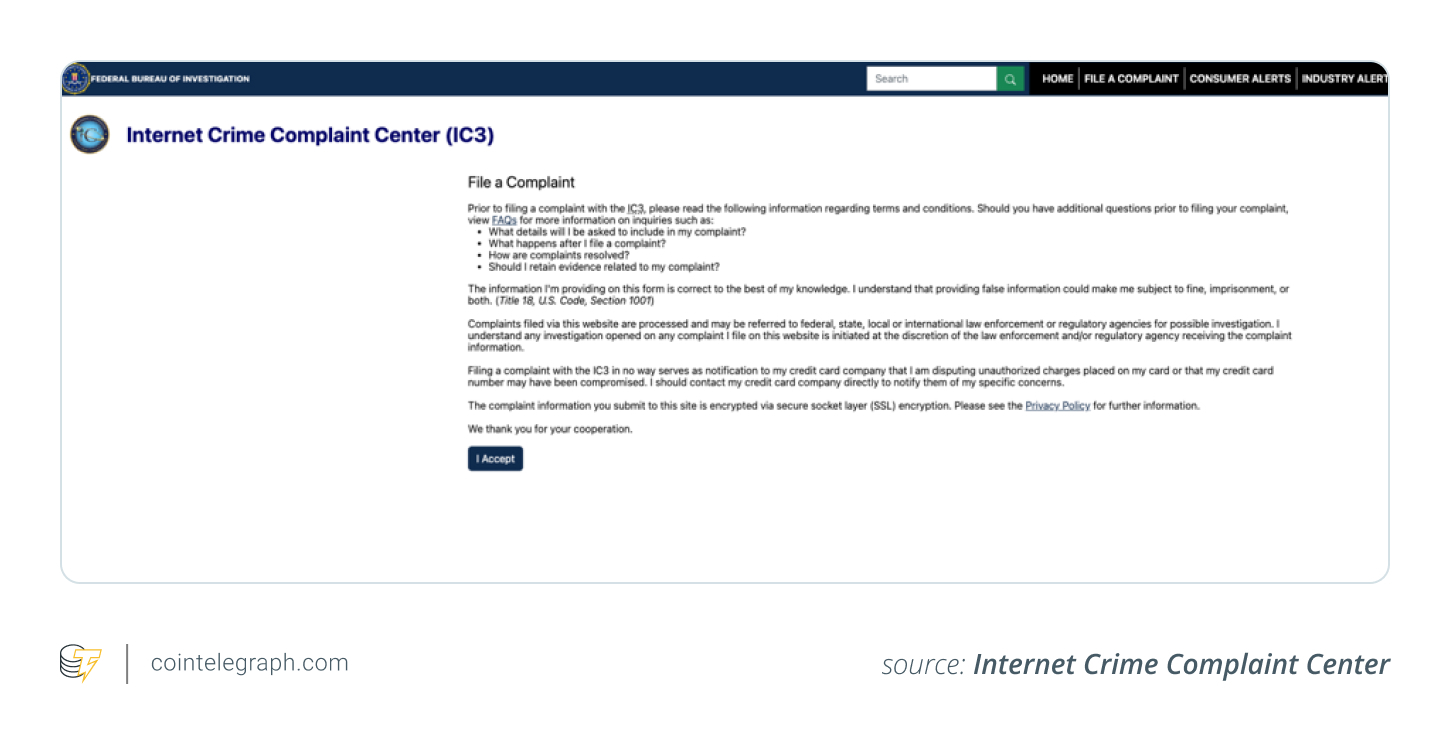 Reporting crypto crime of IC3