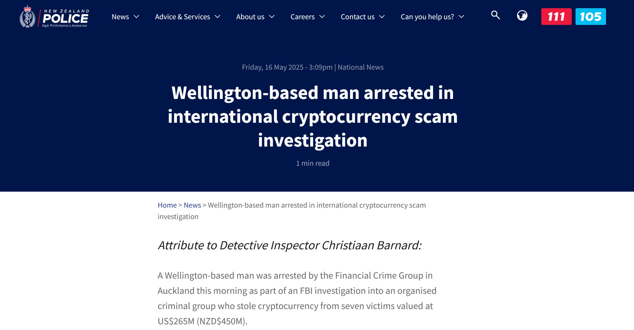 New Zealand man arrested in $265M crypto scam tied to FBI probe