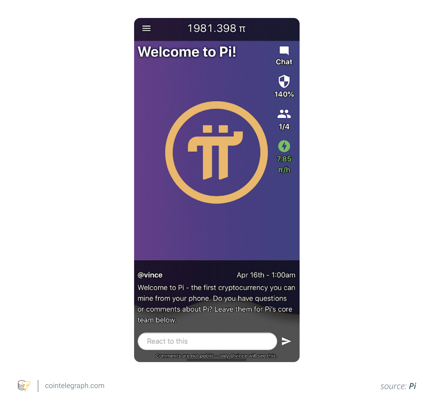 Pi Network's mobile interface
