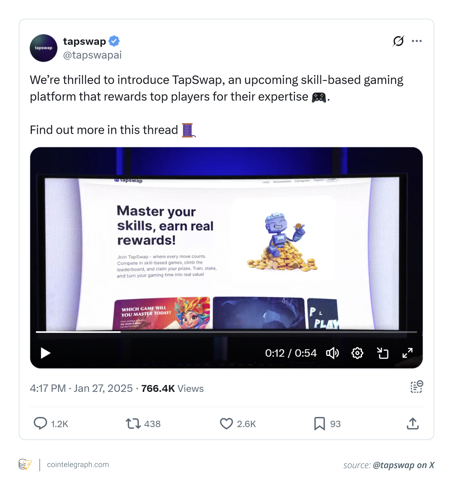 TapSwap announcing skill-based gaming