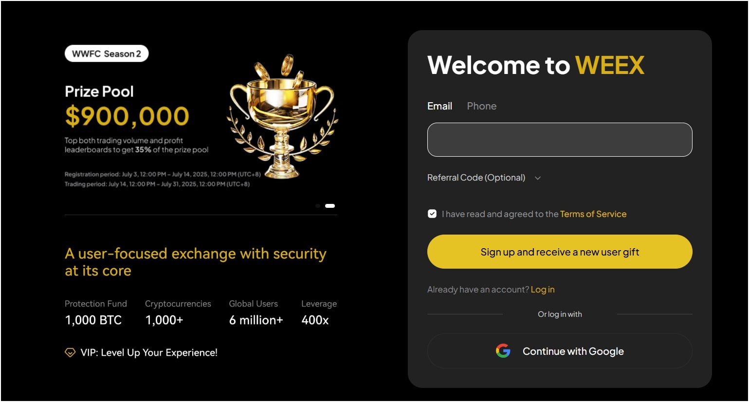 weex-sign-up-page