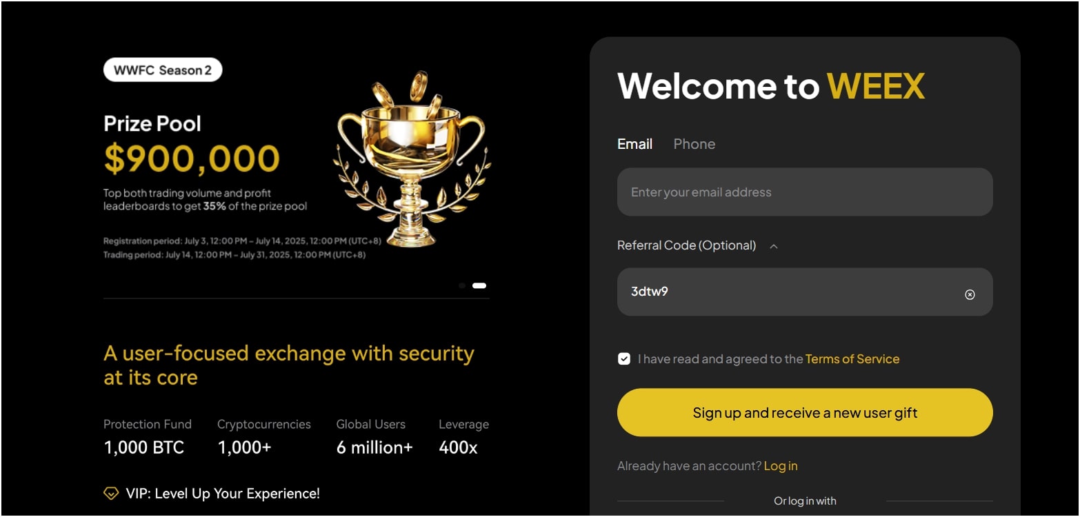 creating-weex-account-with-3dtw9-code