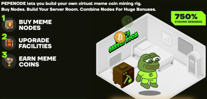 PepeNode ($PEPENODE) mine-to-earn process.