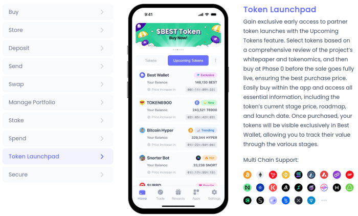 Best Wallet’s token launchpad feature.