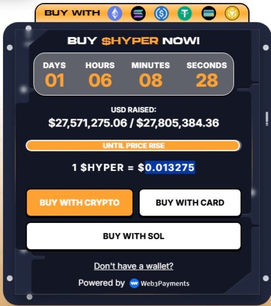 $HYPER's presale numbers.