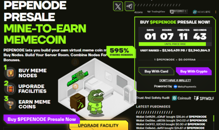 PEPENODE presale tops $2M.